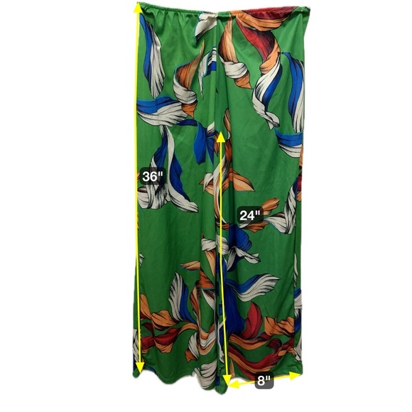 200 ZARA | EUC Turkey Elastic Waist Green Tropical Wide-Leg Pants (size S) - Picture 12 of 12